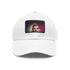 Neon watercolor baseball cap with white patch, vibrant unisex accessory.