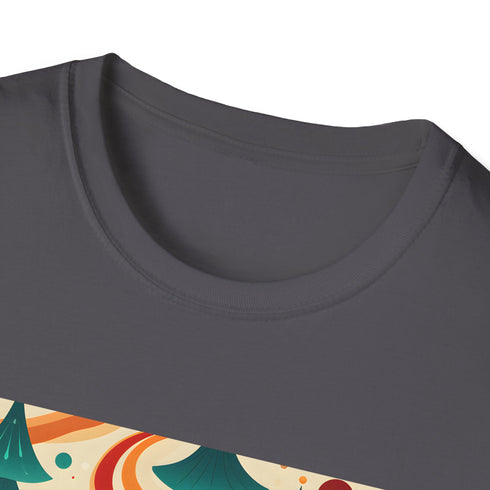 Psychedelic charcoal cotton T-shirt with groovy sea adventure design