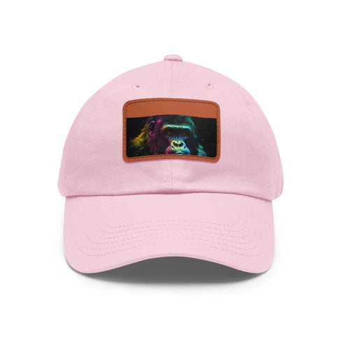 Vibrant Gorilla Glow Watercolor Hat with Light Brown Rectangle Patch.