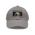Vibrant neon baseball cap featuring Einstein watercolor portrait on front patch.