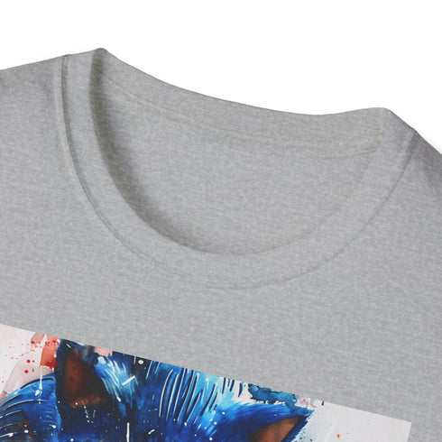 Watercolor Sonic the Hedgehog t-shirt in charcoal cotton featuring vibrant colors