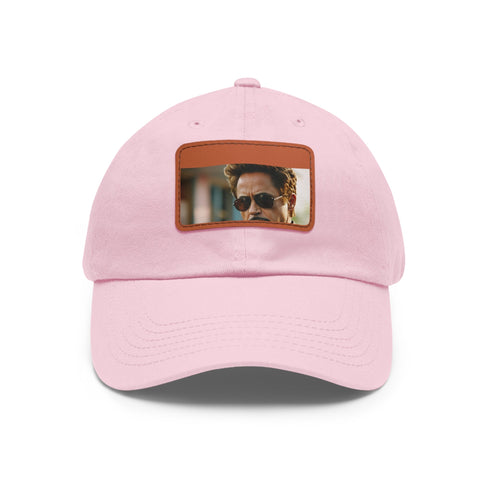 Stylish unisex vegan cotton hat in white with light brown patch