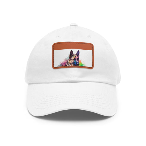 German Shepherd baseball cap with light brown patch and rectangle shape.