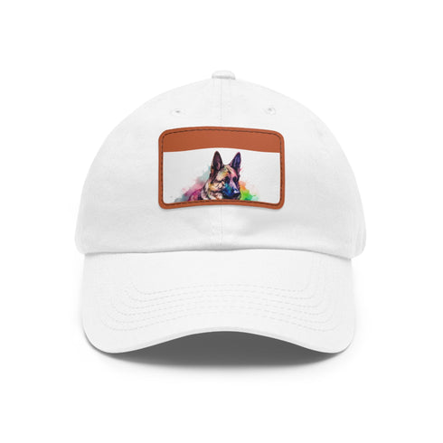 German Shepherd PupPrint Baseball Cap in White with Light Brown Patch
