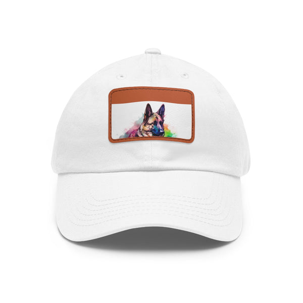 German Shepherd PupPrint Baseball Cap in White with Light Brown Patch