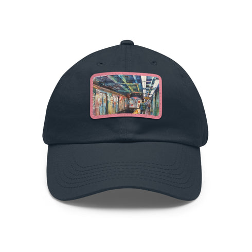 New York Subway Watercolor Snapback Cap - White Rectangle Unisex Vegan