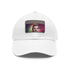 Neon watercolor baseball cap with light brown patch, rectangle shape.