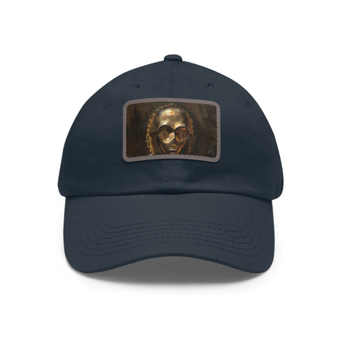 Galactic Gold Protocol Droid Baseball Cap in White with Light Brown Patch