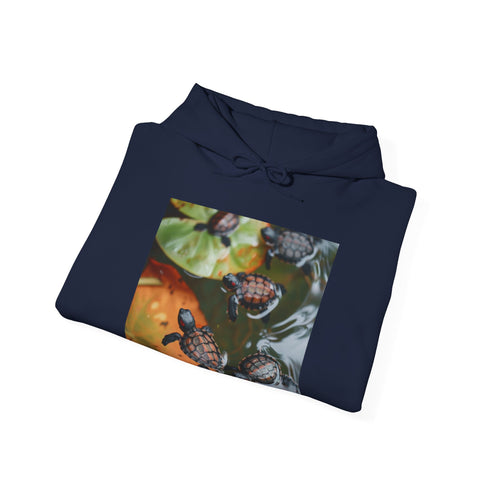 Baby Turtles Swimming Navy Hoodie Men's Women's Regular Fit Size S