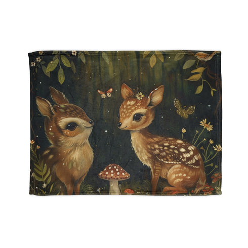 Soft forest animal print blanket for cozy indoor snuggles.