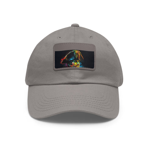 Neon watercolor baseball cap with light brown patch, rectangle shape.