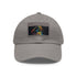 Neon watercolor baseball cap with light brown patch, rectangle shape.