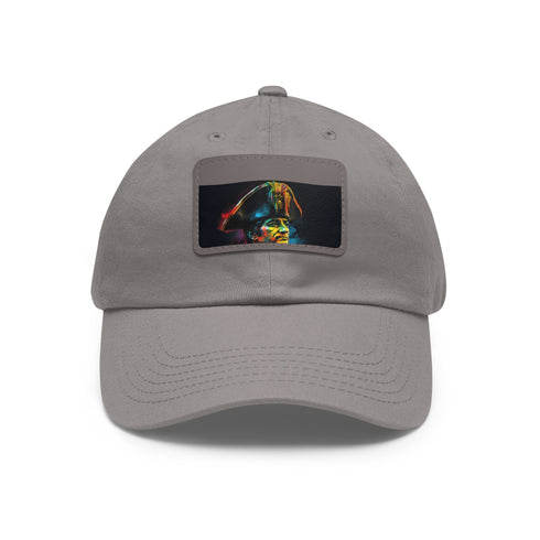 Neon watercolor baseball cap with light brown patch, rectangle shape.