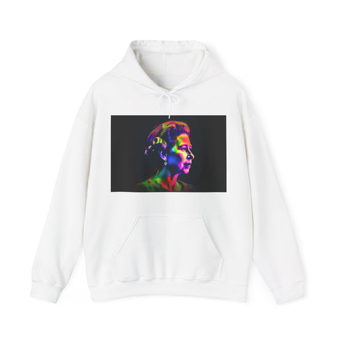 Young Queen Elizabeth Majesty Neon Portrait Navy Hoodie Regular Fit.