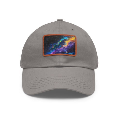Neon galaxy snapback cap, vibrant space design, unisex, cotton material.