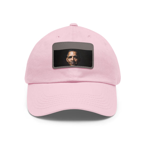 Barack Obama edition white baseball cap with light brown patch.