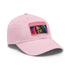 Neon watercolor dream baseball cap, white/light brown patch, rectangle shaped.