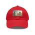 Louvre Paris watercolor baseball cap in white with light brown patch.