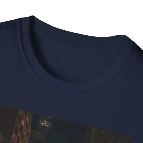 Charcoal cotton T-shirt with New York City skyline night lights graphic