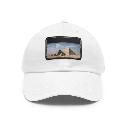 Giza Glory Baseball Cap in White with Light Brown Rectangle Patch