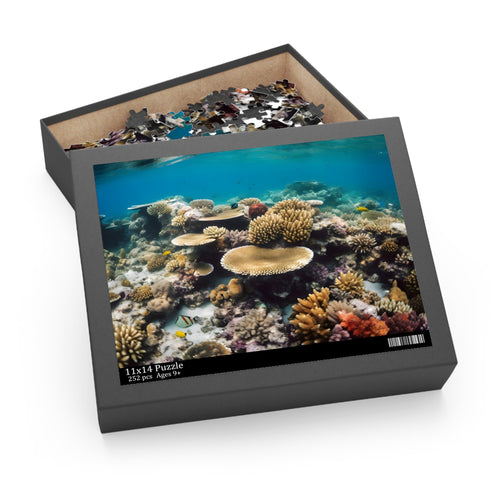 Vibrant coral reef puzzle with colorful marine life, 10 x 8.