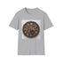 Steampunk charcoal T-shirt with intricate clockwork design and crew neck style