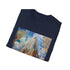 Charcoal crew neck t-shirt with watercolor Chrysler Building print