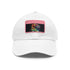 Neon Dream Baseball Cap in White with Light Brown Patch and Rectangle Shape.