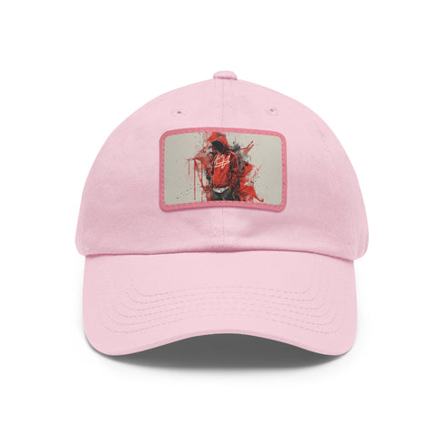 Urban typography white street snapback cap with light brown rectangle patch.