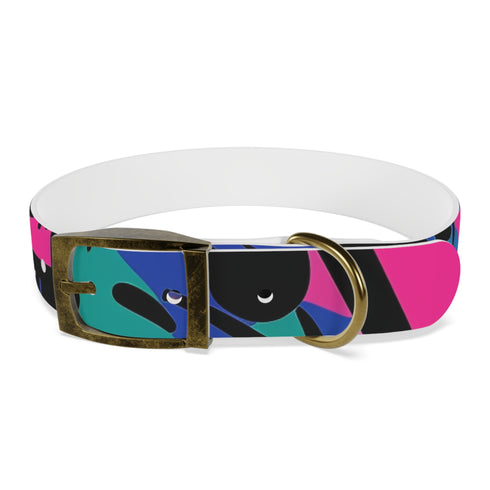 Neon graffiti dog collar in black onyx, medium size urban chic.