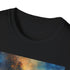 Charcoal cotton T-shirt with vibrant galaxy painting and crew neck design