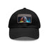 Neon watercolor Morgan Freeman cap, vibrant colors, unique design, rectangular shape.