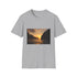 Charcoal cotton T-shirt featuring vibrant sunset design with crew neck and regular fit
