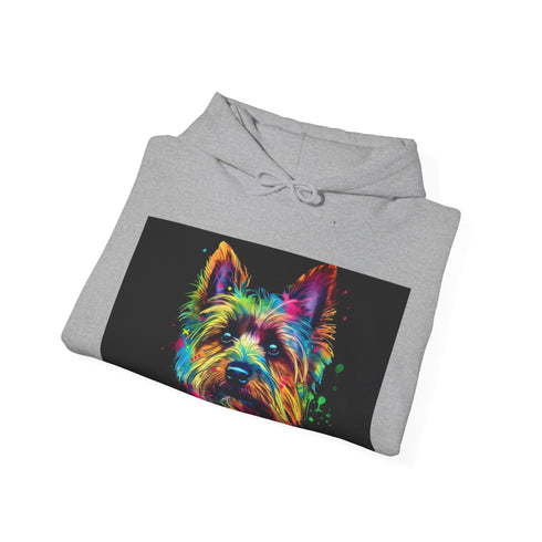 Tiny Yorkie Navy Blue Watercolor Unisex Hoodie.