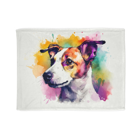 Jack Russell themed cozy blanket for Mother's Day in royal canin design.