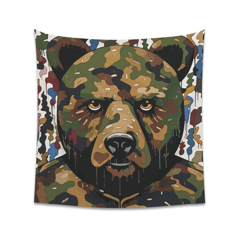 Vibrant Bape x Murakami Camo Tapestry: Urban Art Fusion for Your Walls