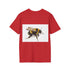 Charcoal bumblebee watercolor tee in soft cotton with a crew neck design