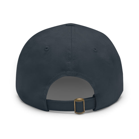 Unisex cotton trucker hat with psychedelic mushroom design, white/light brown patch