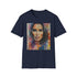 Charcoal cotton T-shirt with watercolor Kim Kardashian image and crew neck