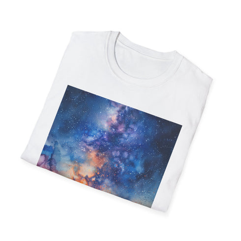 Charcoal cotton t-shirt with celestial Milky Way design and crew neck