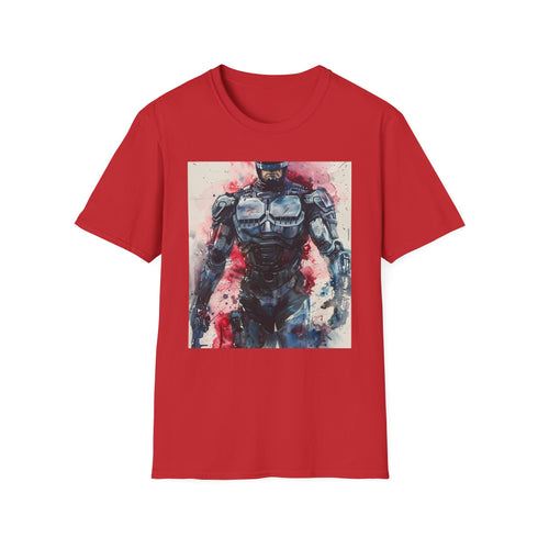 Charcoal crew neck T-shirt featuring iconic RoboCop design
