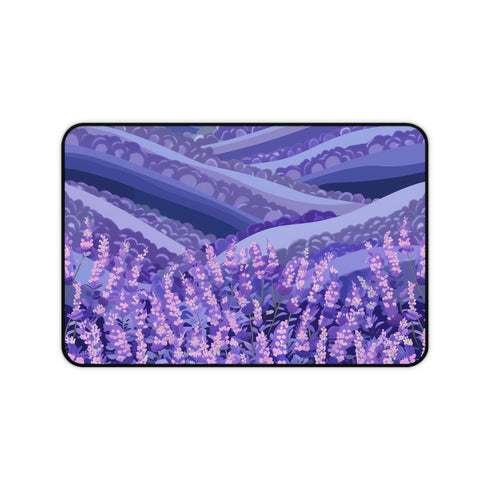 Lavender fields desk mat with serene flower pattern for fall season.