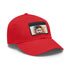 White cotton Lionel Messi signature baseball cap with light brown rectangle patch.