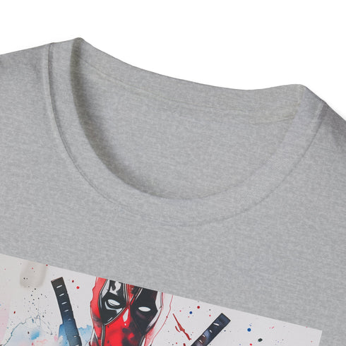 Charcoal cotton Deadpool T-shirt featuring bold graphic and crew neck design