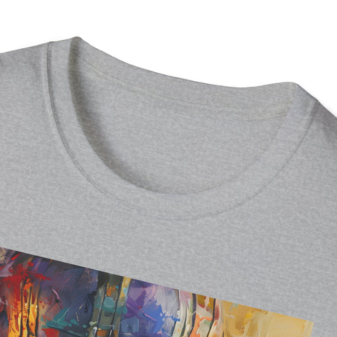 Charcoal cotton crew neck T-shirt with Thanos painting and vibrant colors