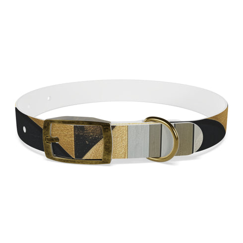 Abstract art deco patterned black onyx dog collar for chic pups.