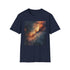 Charcoal cotton T-shirt with cosmic galaxy painting and regular summer fit