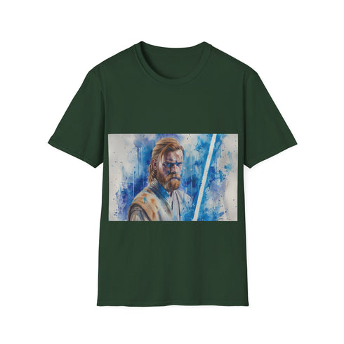 "Blue lightsaber Jedi tee for summer in charcoal, size small"