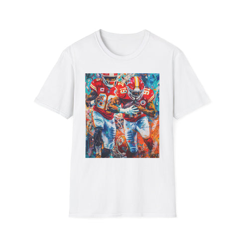 Charcoal cotton crew neck T-shirt with dynamic Super Bowl painting design