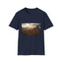 Shambala City of Light watercolor graphic t-shirt in charcoal color.